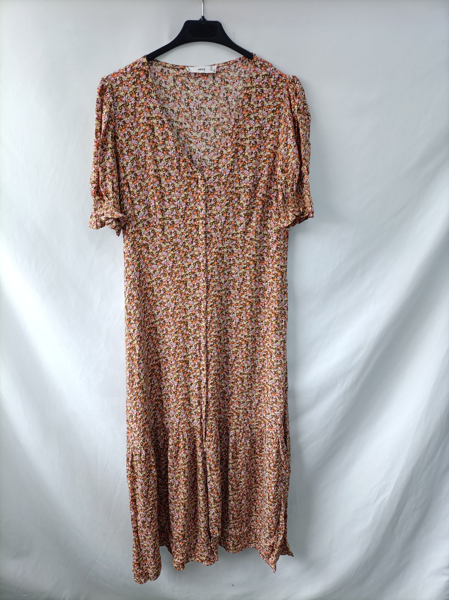 MANGO. Vestido largo flores T.l