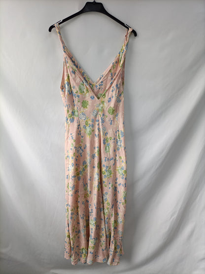 ZARA. Vestido rosa flores T.l