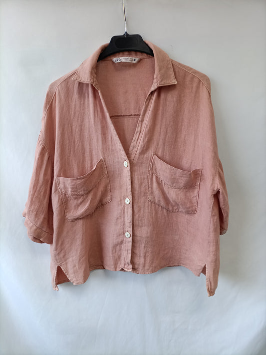 ZARA. Pink flowing shirt Tm