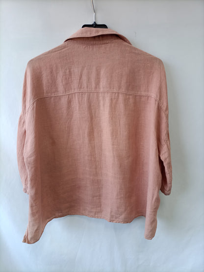 ZARA. Camisa fluida rosa T.m