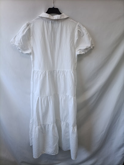 ZARA. Vestido blanco midi lino T.s