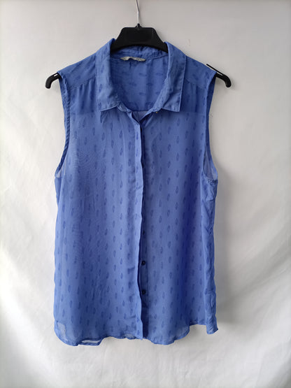 WOMAN. Blusa azul plumas T.m