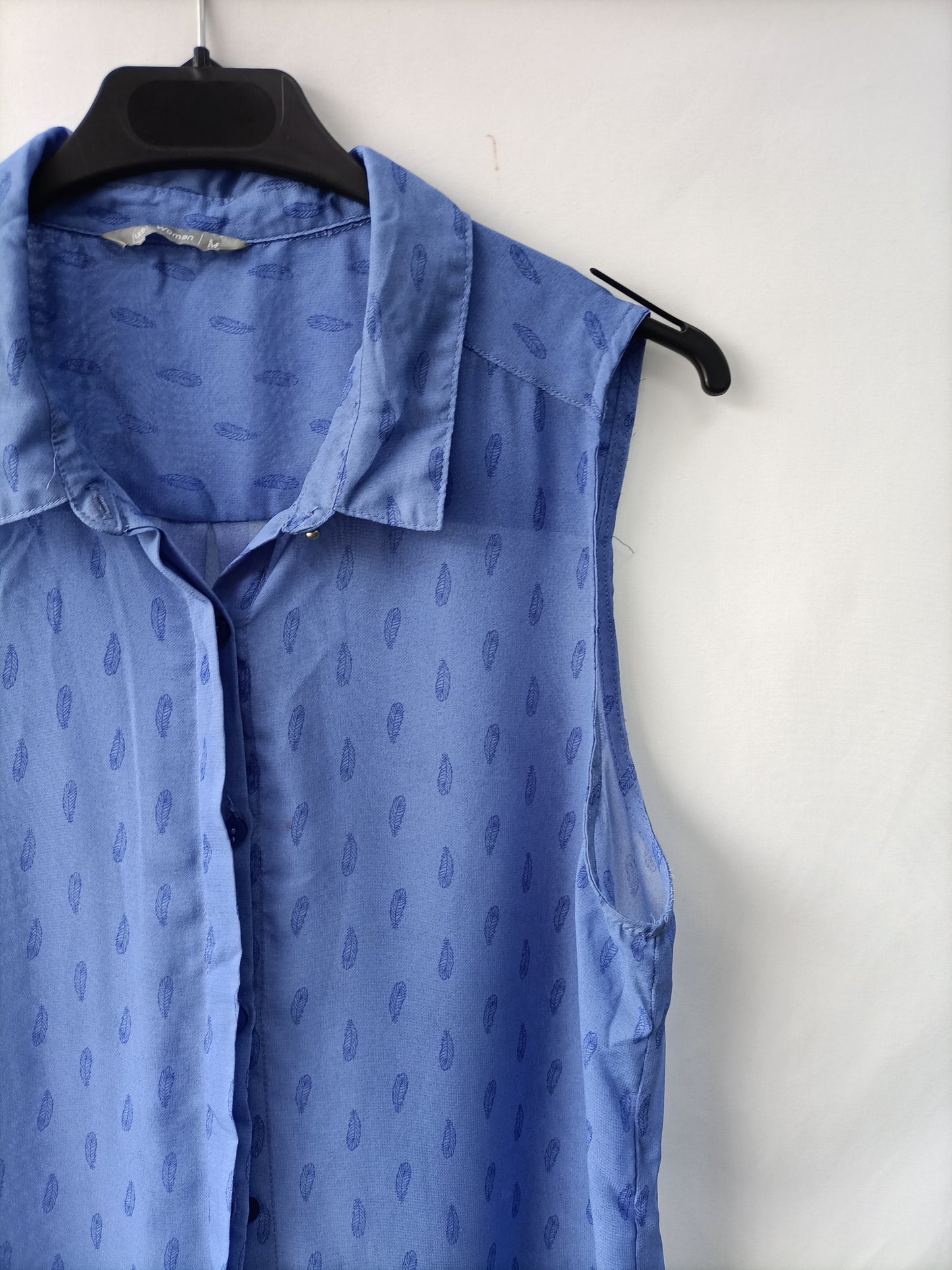 WOMAN. Blusa azul plumas T.m