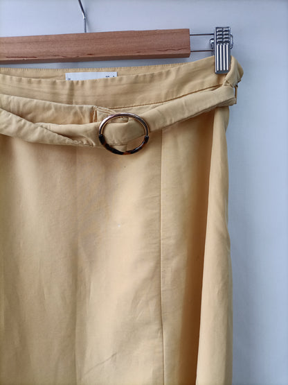 MANGO. Yellow midi skirt Tm