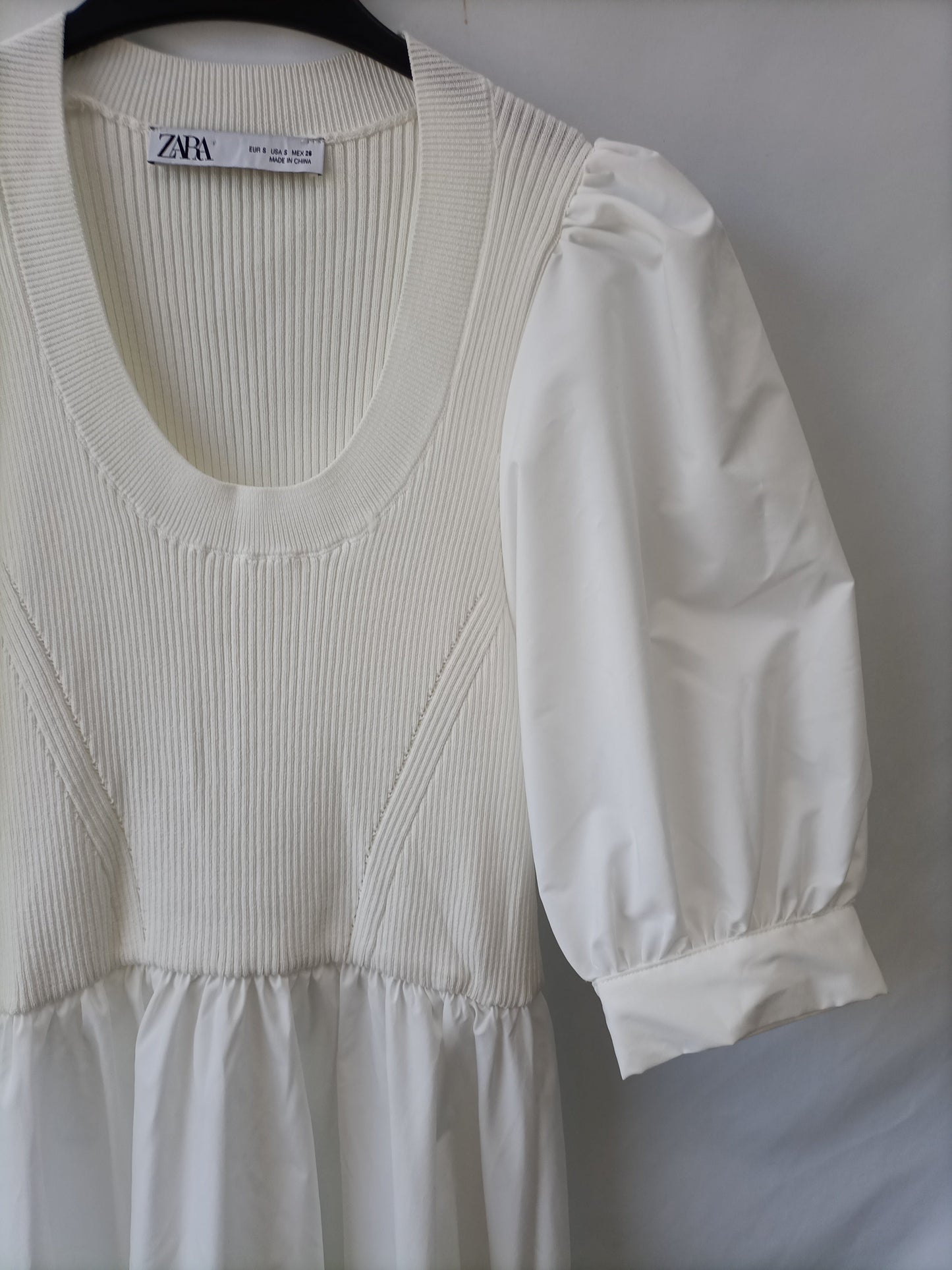 ZARA.Vestido largo blanco doble textura T.S