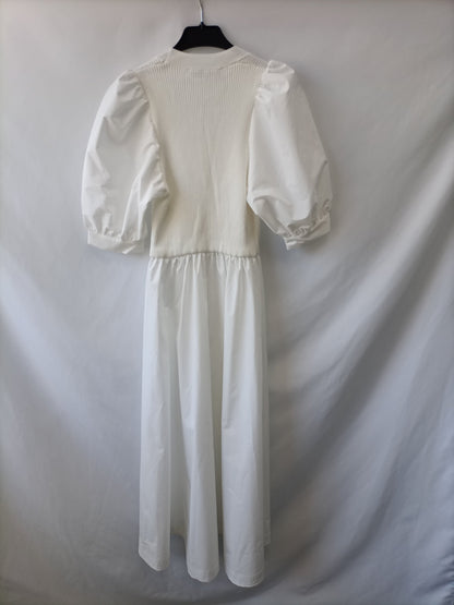 ZARA.Vestido largo blanco doble textura T.S