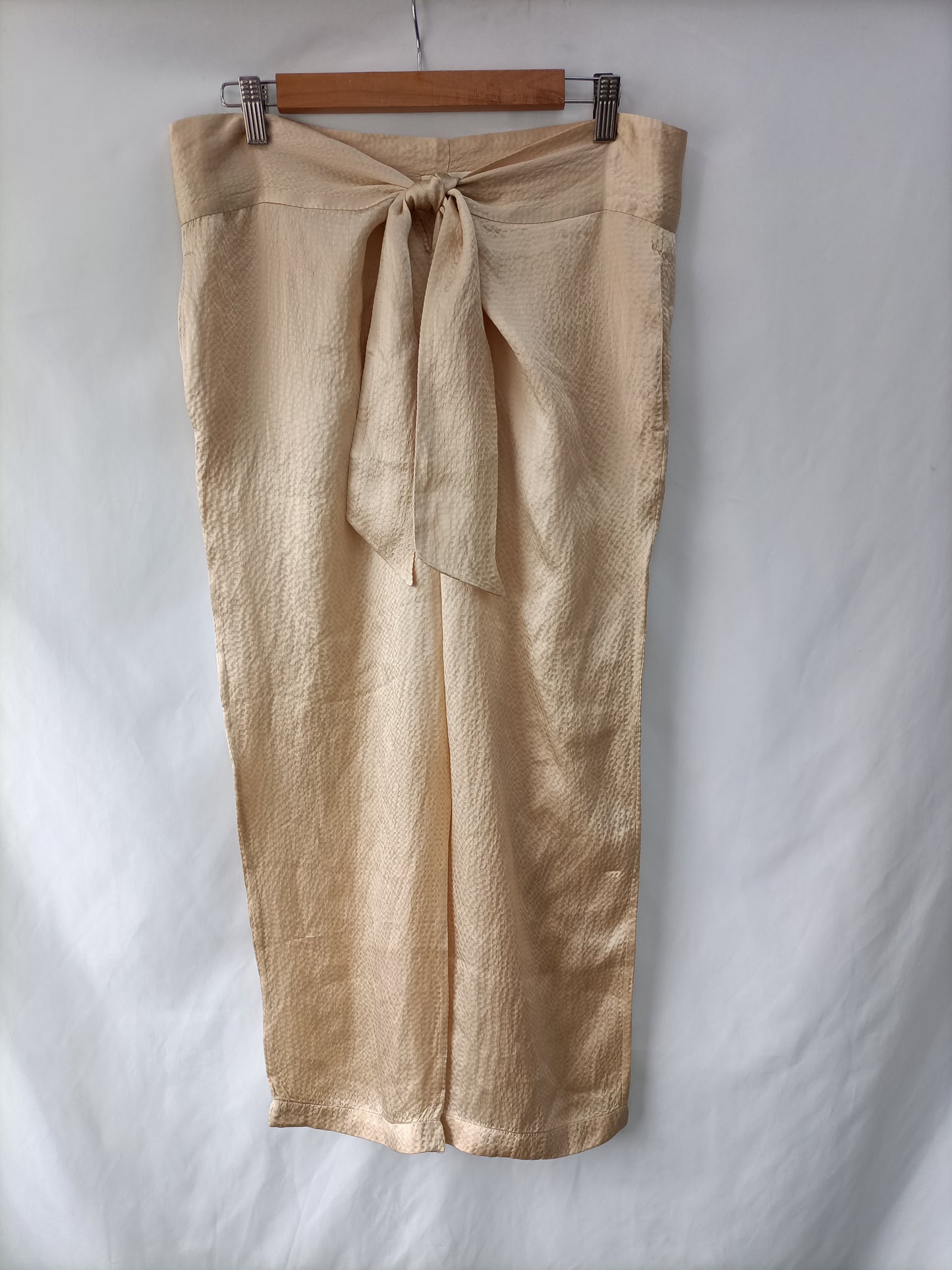 MASSCOB. Gold Flowy Trousers Size 34