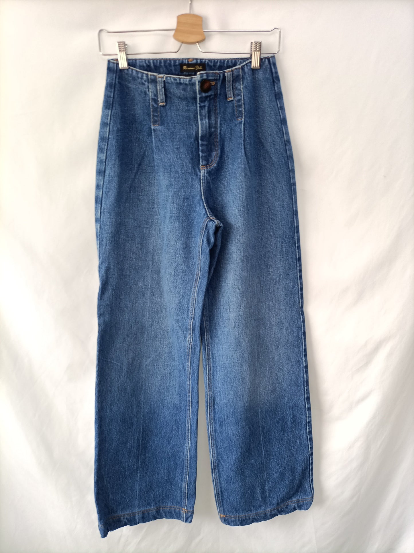MASSIMO DUTTI. Pantalón ancho pinzas T.34
