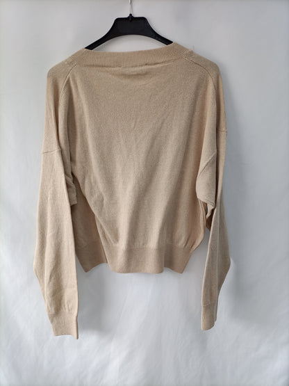 ZARA. Jersey fino beige T.s