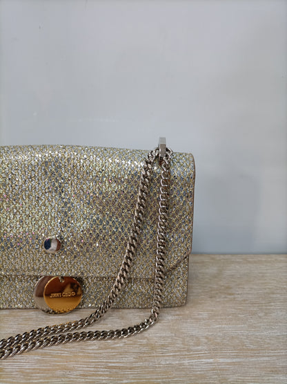 JIMMY CHOO. Bolso mini plateados