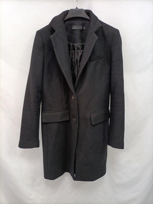 ZARA. Abrigo negro paño T.s