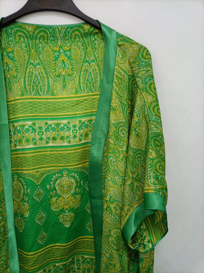 PURANEGRA. Kimono verde fluido T.u
