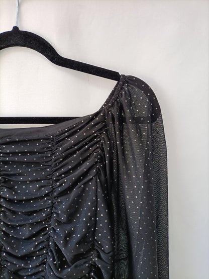 BERSHKA. Black gathered Ts top