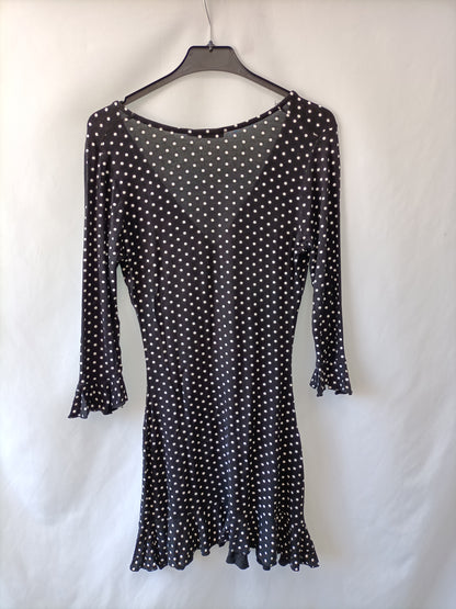 MISSGUIDED. Vestido negro lunares T.38