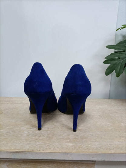 ZARA. Stilettos azules antelina T.39