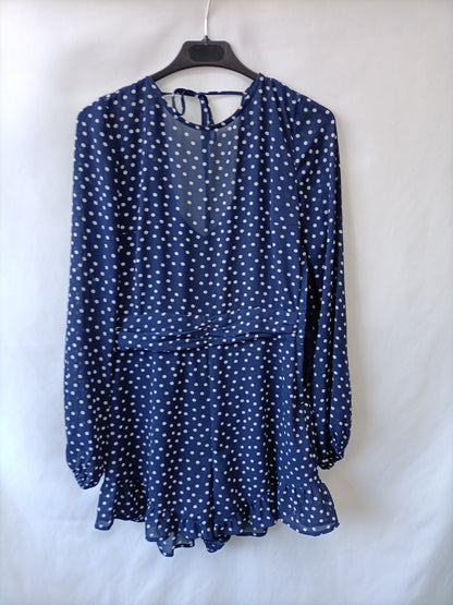 H&M. Mono azul lunares T.36