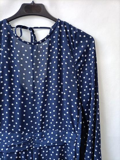 H&M. Mono azul lunares T.36