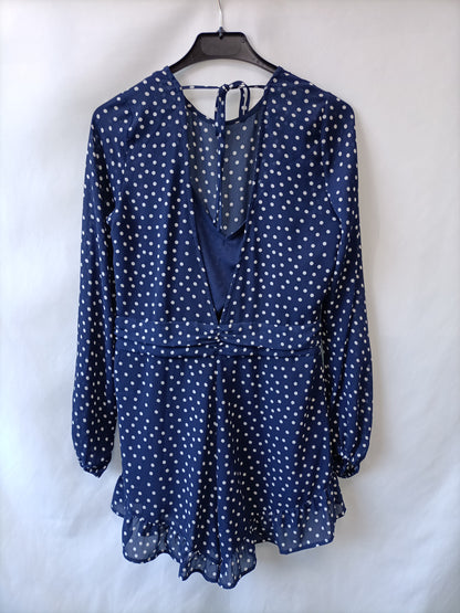 H&M. Mono azul lunares T.36