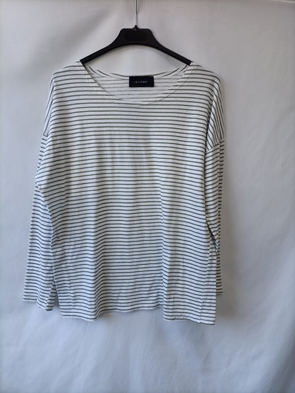 LA COMET. Camiseta blanca rayas T.u(m)