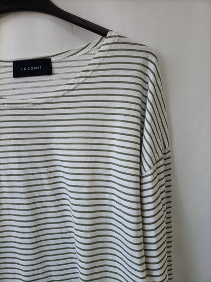LA COMET. Camiseta blanca rayas T.u(m)