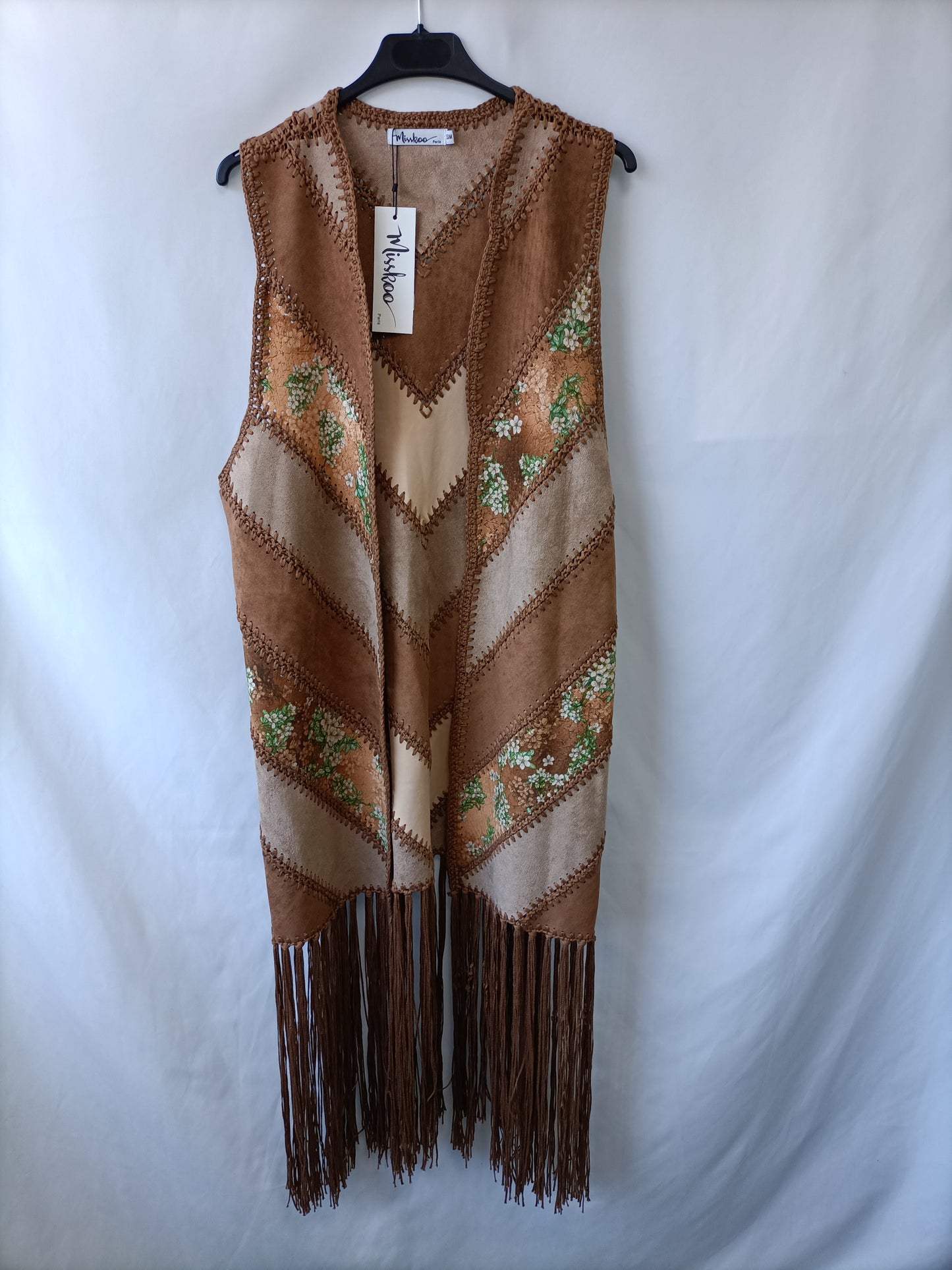 MISSKOO. Chaleco Antelina flecos T.s/m