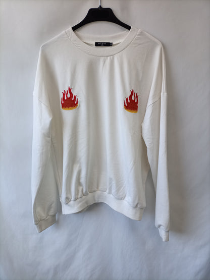 EIGHT. Sudadera blanca fuegos T.m