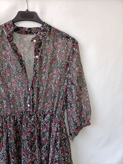 OTRAS. Vestido gris flores T.u(s)