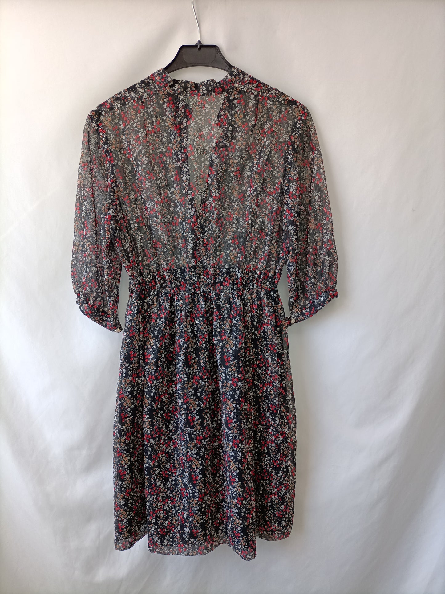 OTRAS. Vestido gris flores T.u(s)