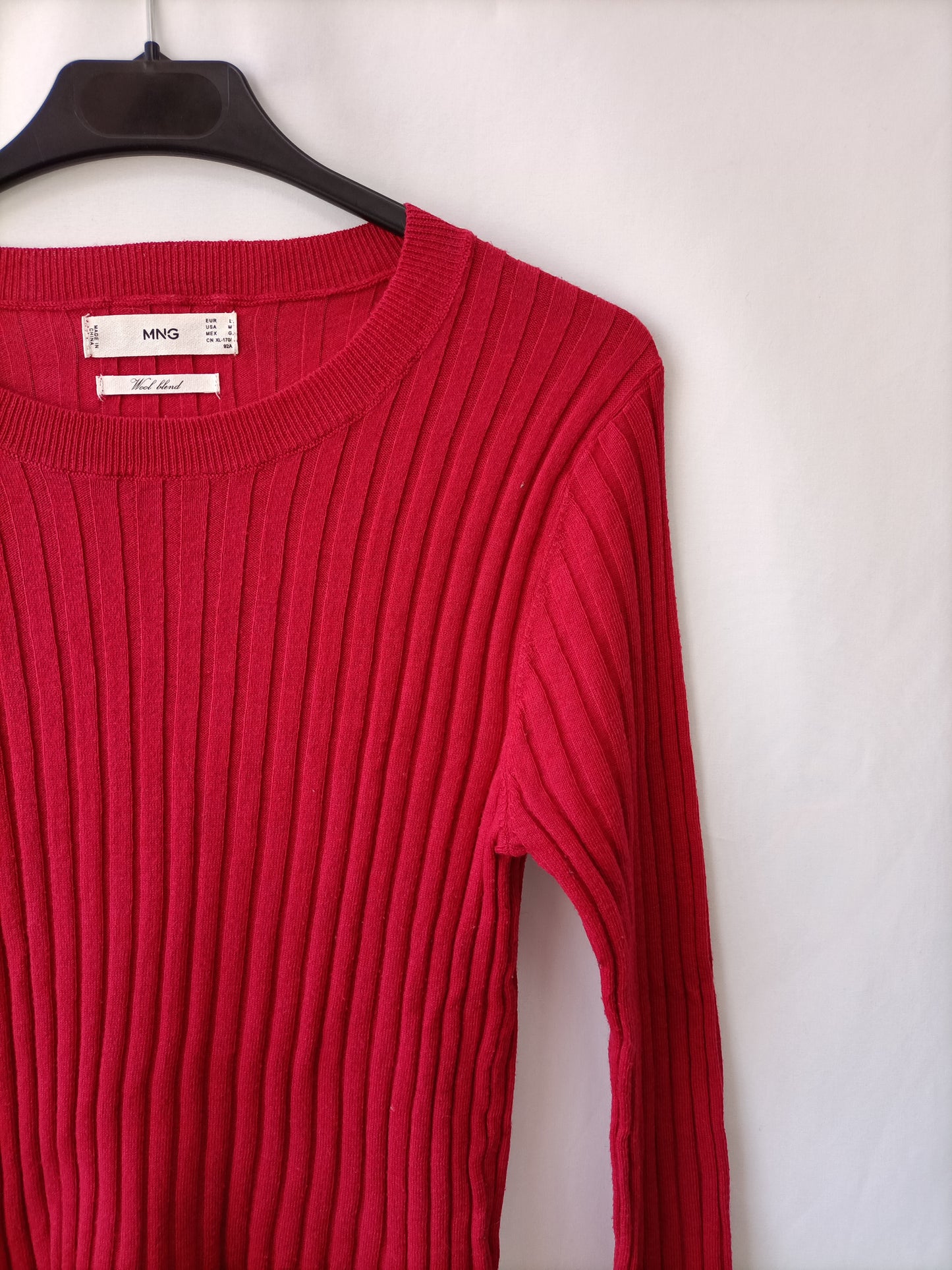 MANGO. Top Canalé rosa T.l