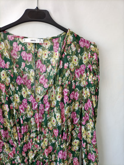 MANGO. vestido midi flores T.m