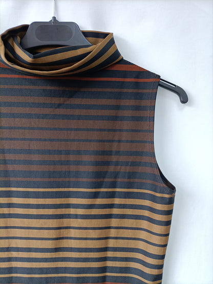 OTRAS. Top marrón rayas T.m