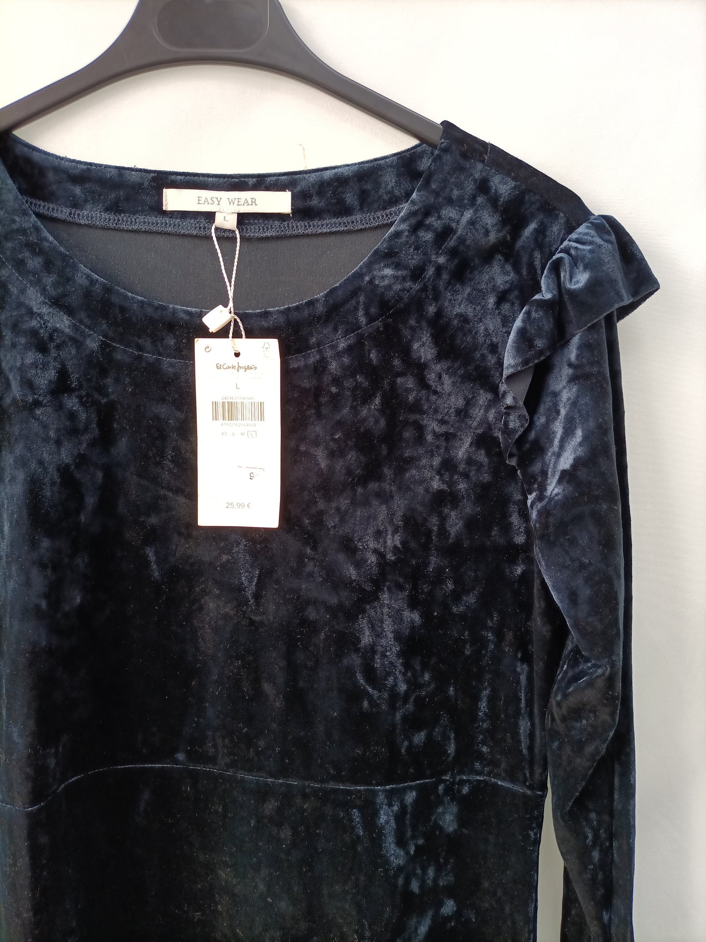 EASY WEAR. Vestido azul terciopelo T.l