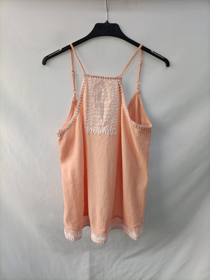 MANGO. Top salmon bordados T.s