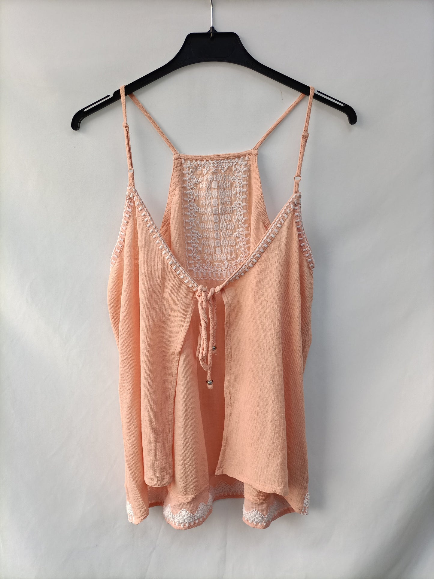 MANGO. Top salmon bordados T.s