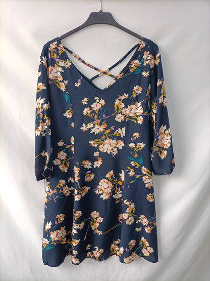 OTRAS. Vestido azul flores T.u(m/l)