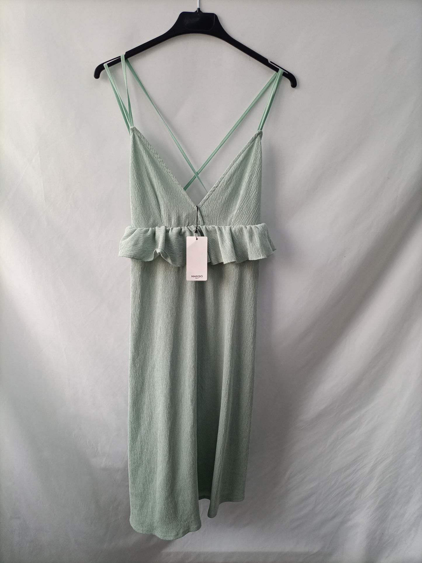 MANGO. Vestido midi verde T.l