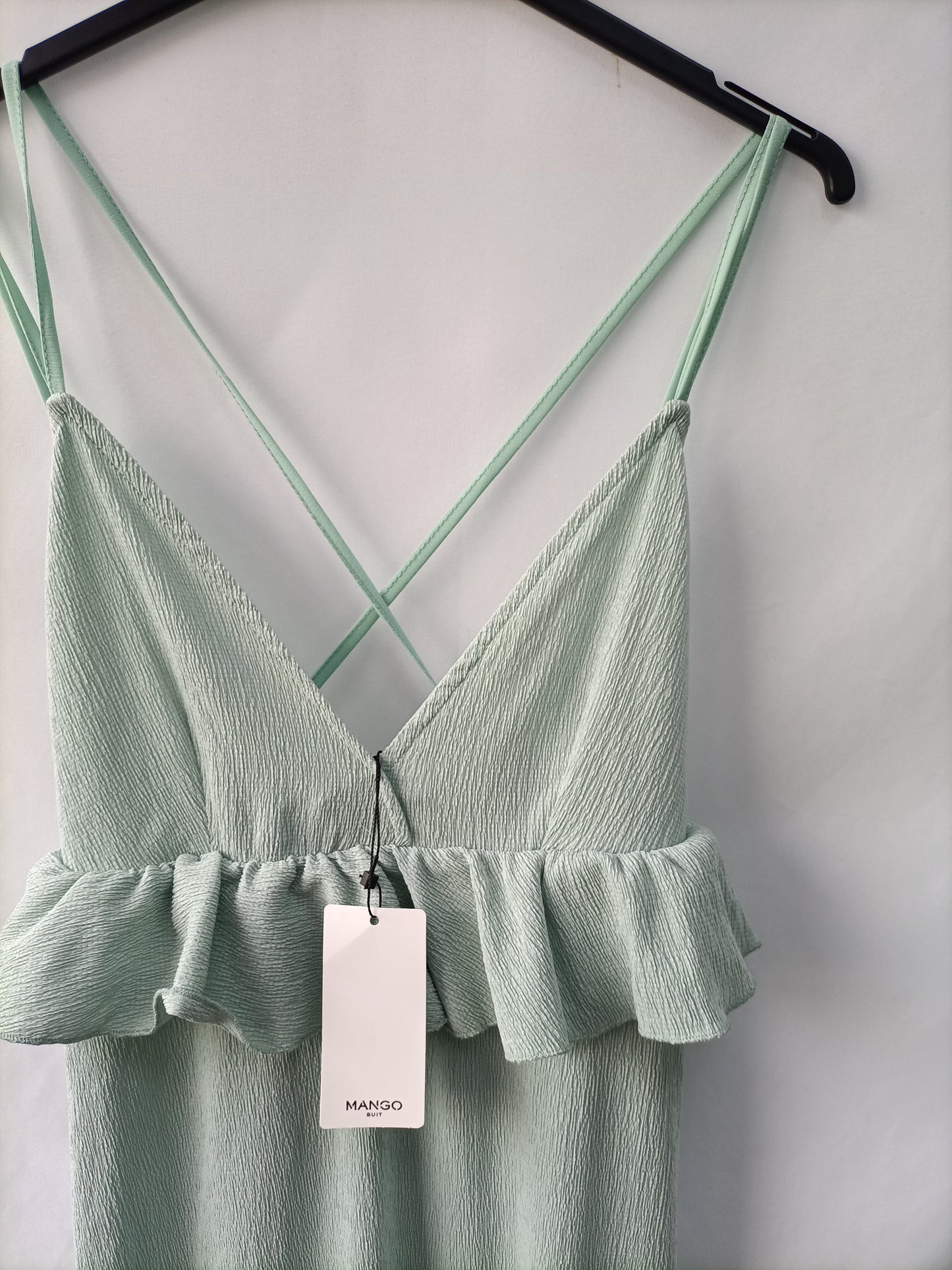 MANGO. Vestido midi verde T.l