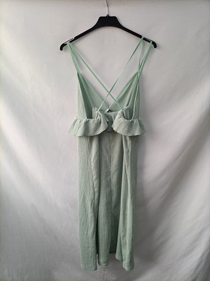 MANGO. Vestido midi verde T.l