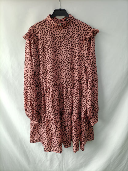 MISSGUIDED. Vestido rosa animal print T.38