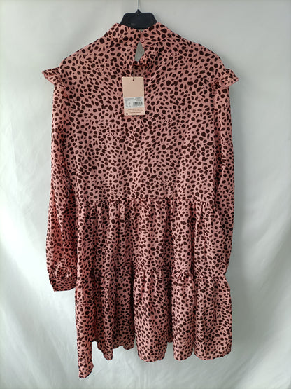 MISSGUIDED. Vestido rosa animal print T.38