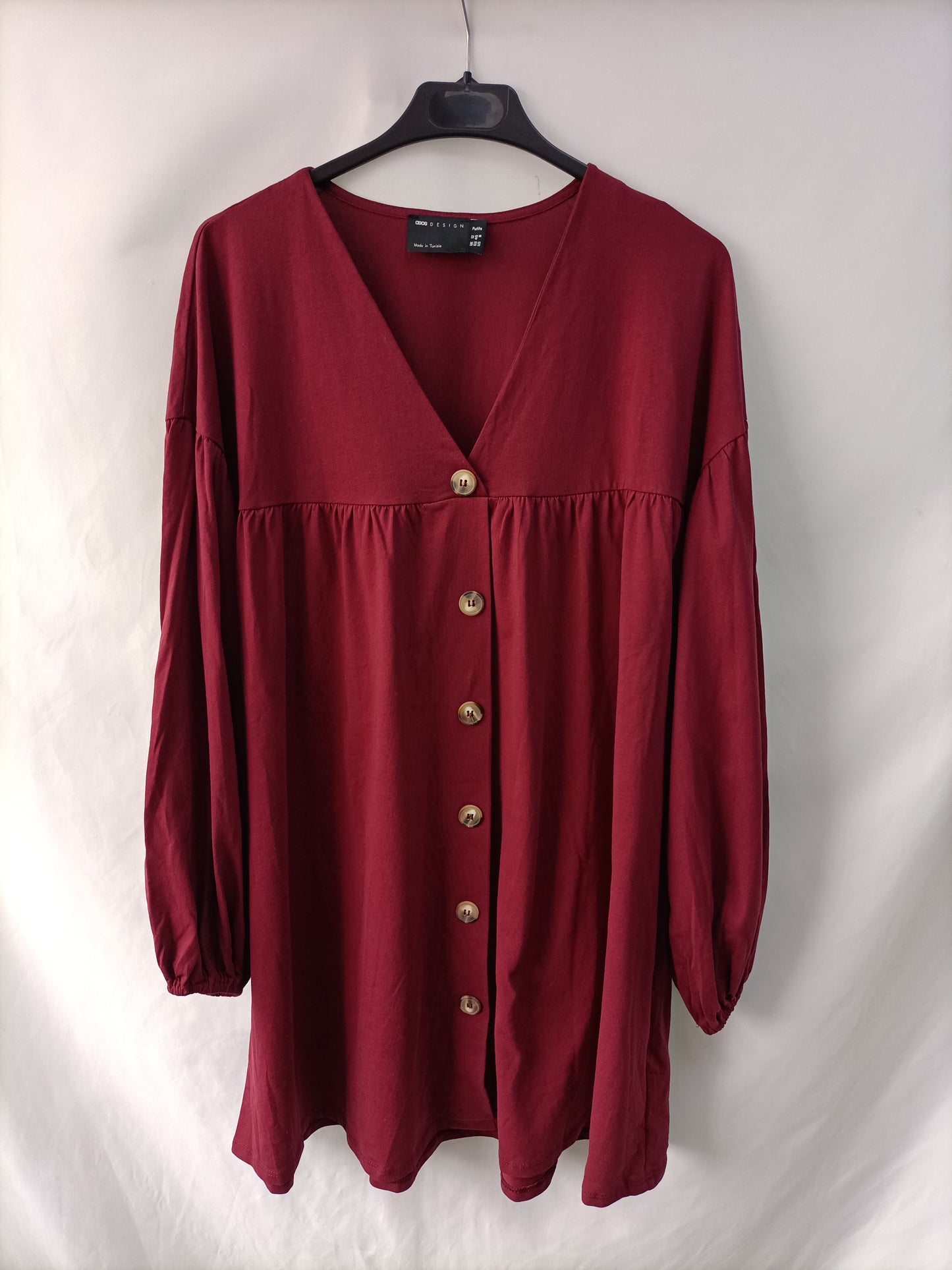 ASOS. Burgundy Button-Down Dress, Size 40