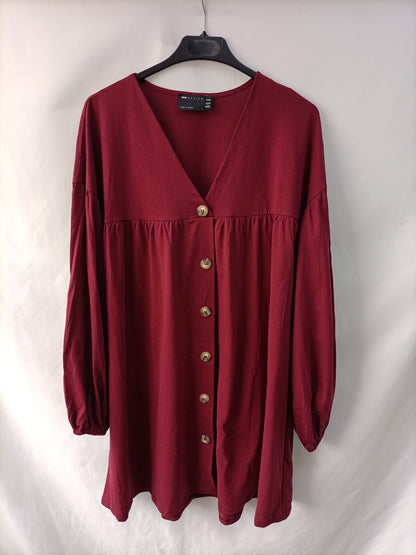 ASOS. Burgundy Button-Down Dress, Size 40
