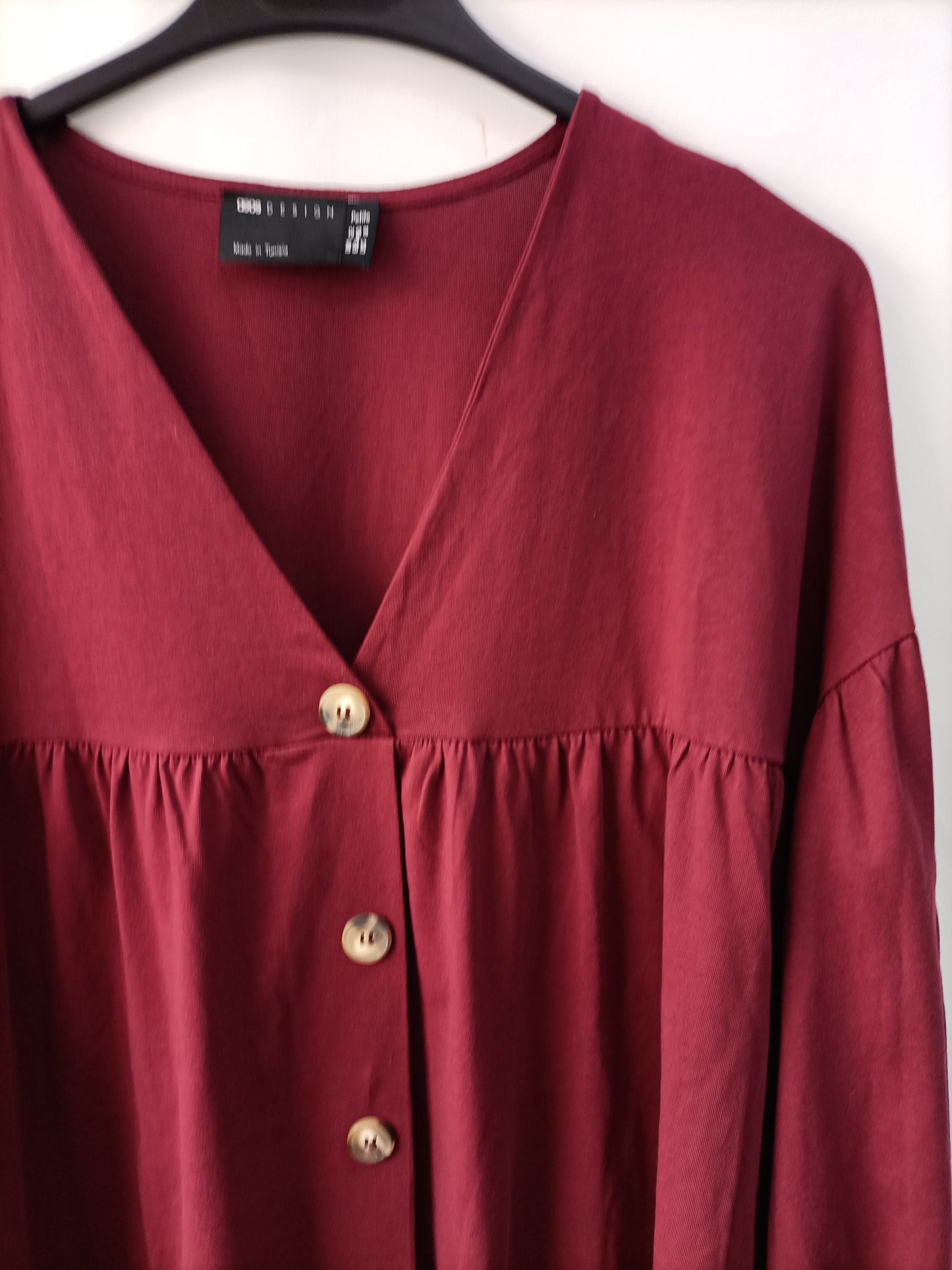 ASOS. Burgundy Button-Down Dress, Size 40