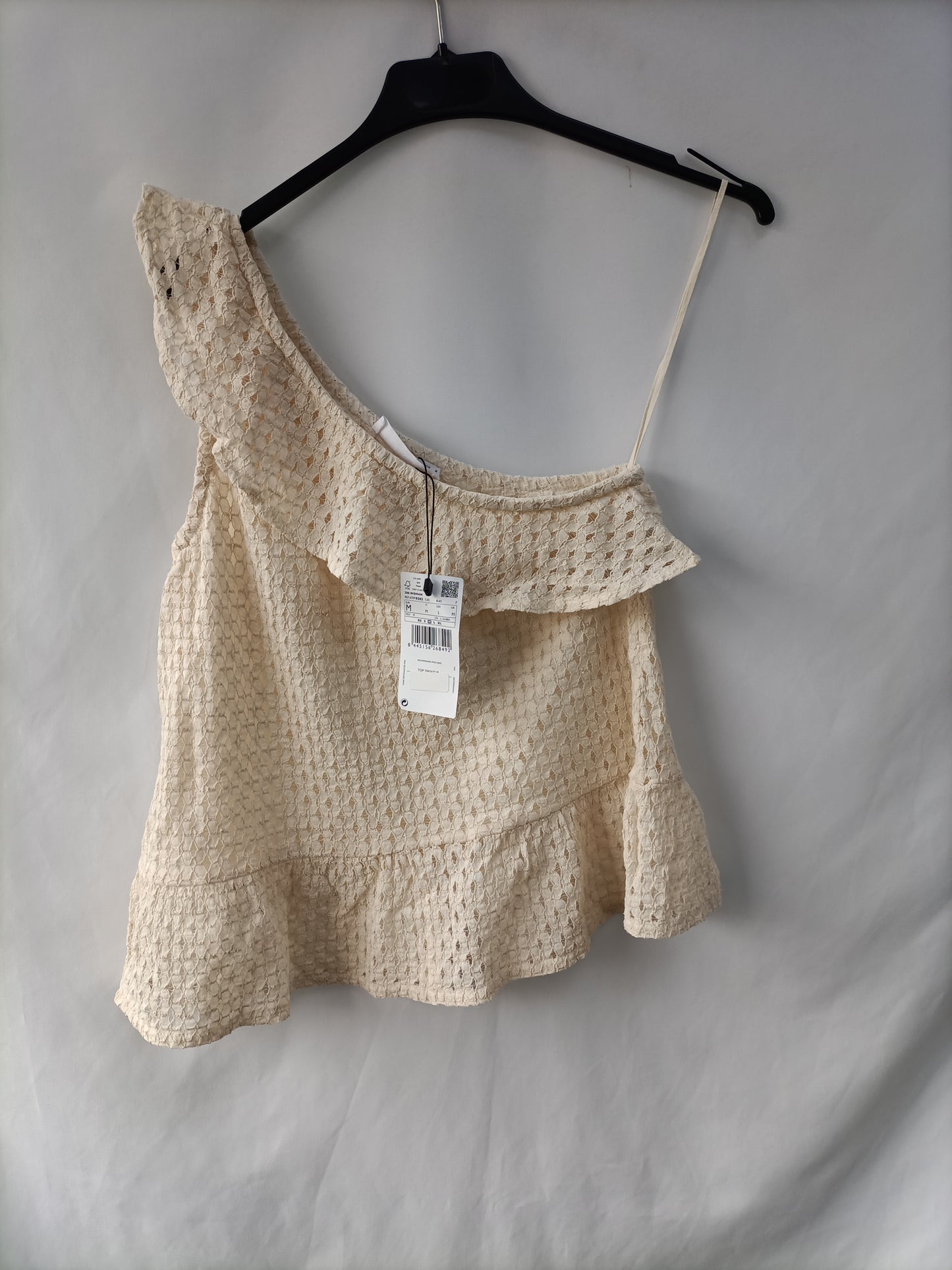 MANGO. Top Beige encajes T.m