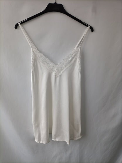 AMEÈ.Top blanco lencero satinado TU(S/M)