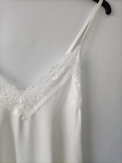 AMEÈ.Top blanco lencero satinado TU(S/M)