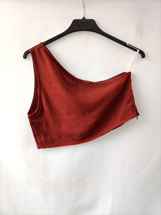 OTRAS.Croptop lino asimétrico TU(S)