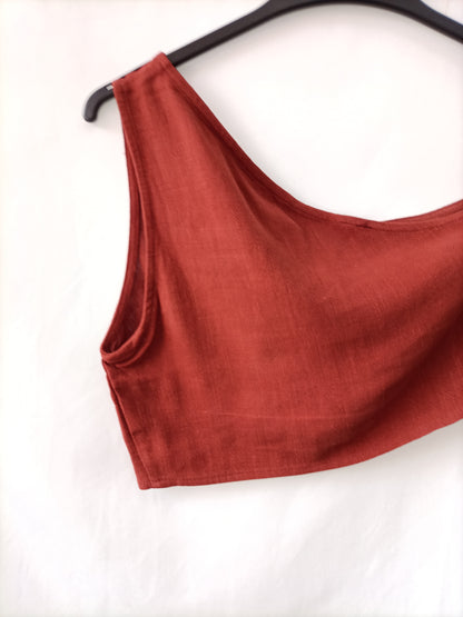 OTRAS.Croptop lino asimétrico TU(S)