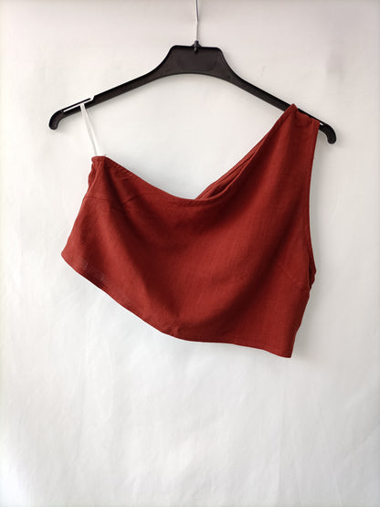 OTRAS.Croptop lino asimétrico TU(S)