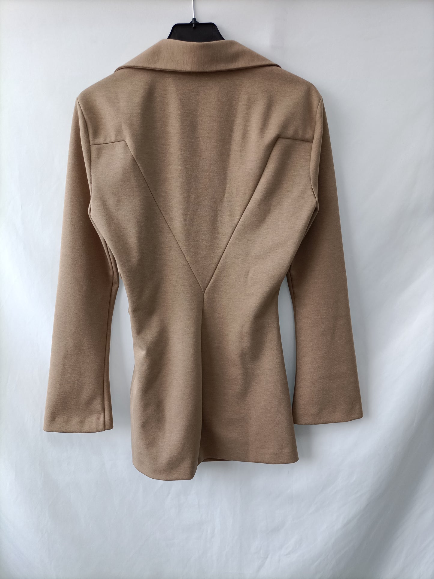 ZARA.Vestido camel fruncido lateral T.xs